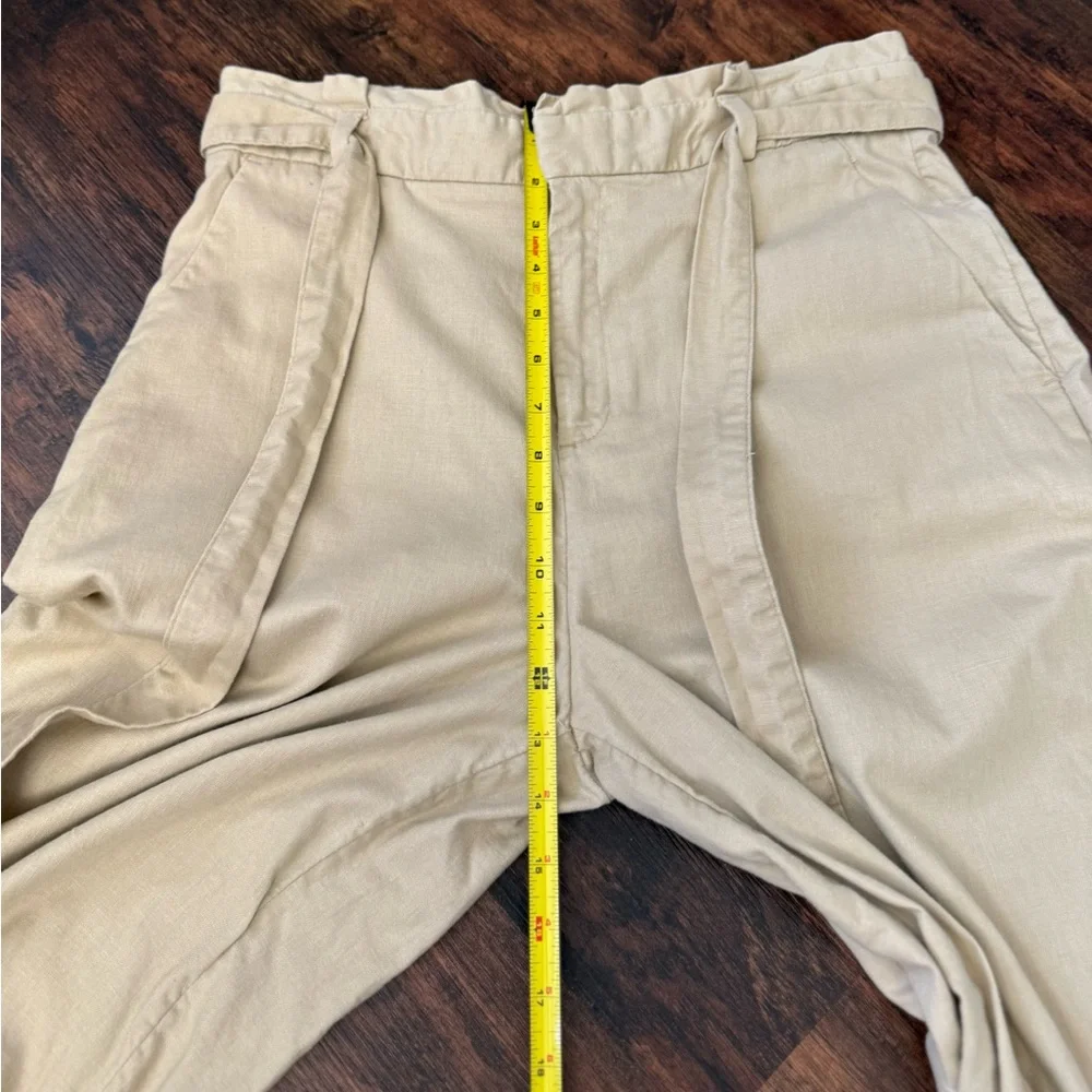 Banana Republic Blake Fit Tan Linen Blend Wide Leg Crop Pants Women’s Sz 12